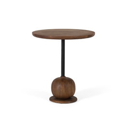 GINER Y COLOMER Mesa Auxiliar Circular de Madera de Mango Avellana
